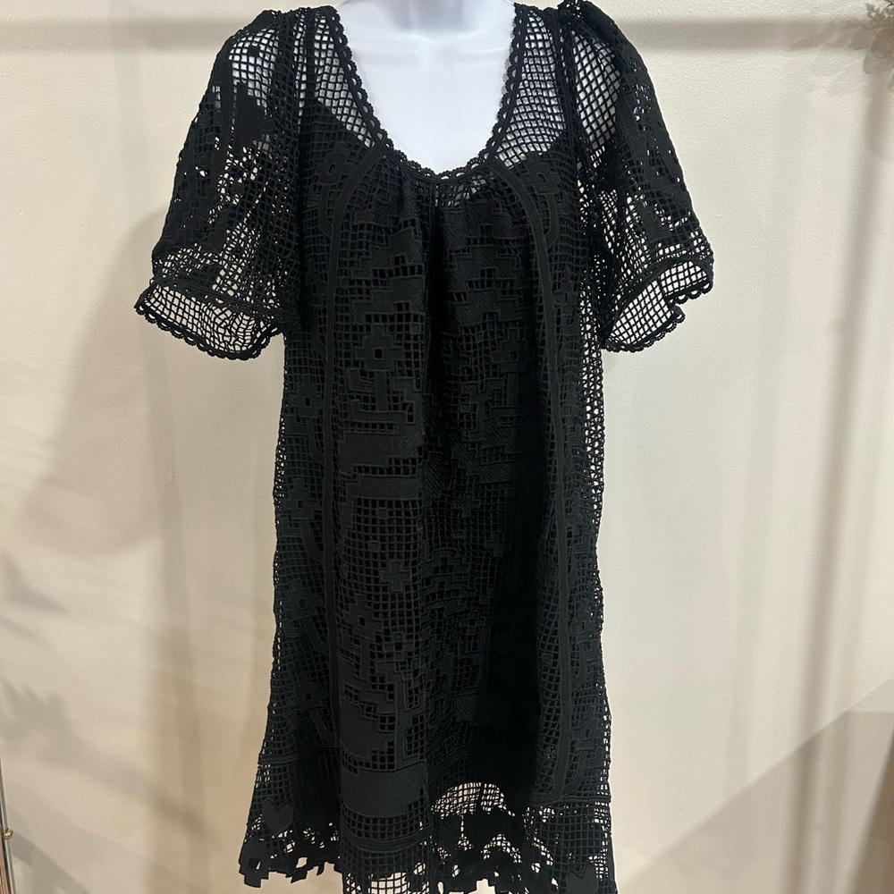 FARM Rio Chic Black Crochet Mini Dress